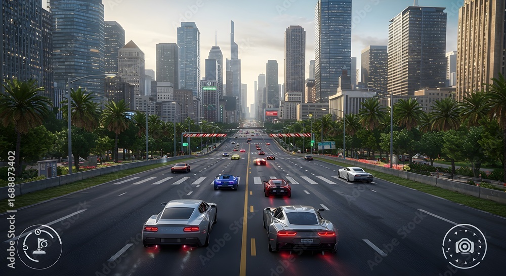 Fototapeta premium High-Speed Car Racing Gameplay Action