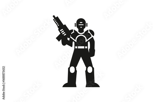 Armed Black Silhouette Soldier Character 