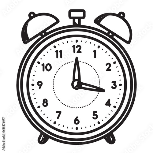 A retro black metal alarm clock with a classic bell rings to mark the time and remind you of the morning