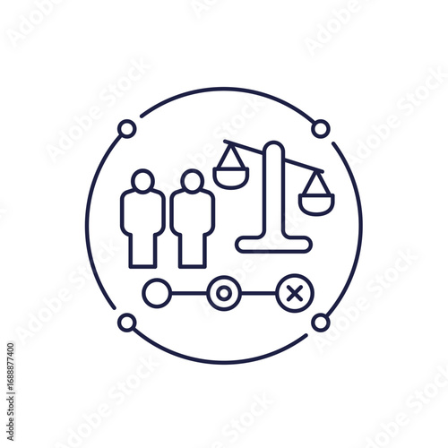 discrimination and inequality icon in line design with people