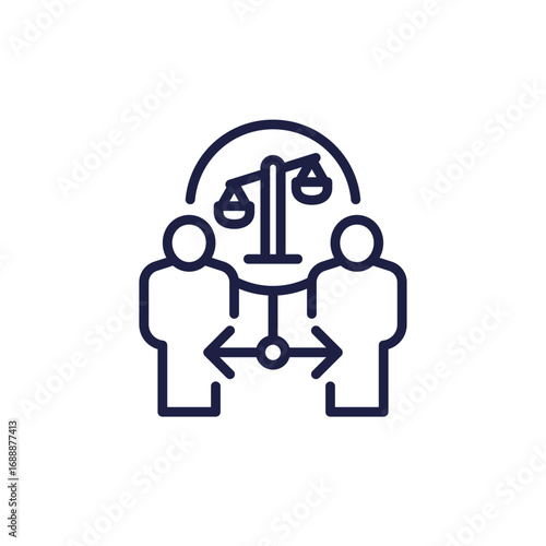 discrimination and inequality, unequal line icon with people