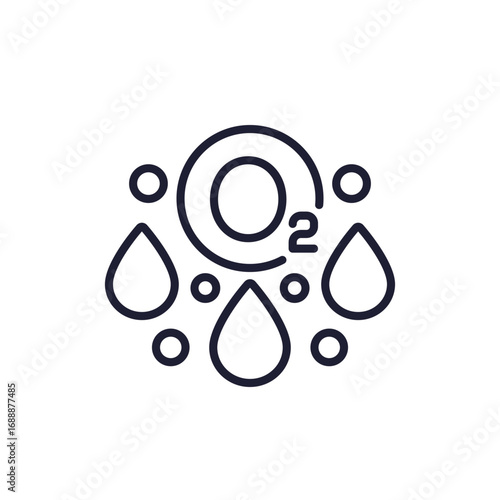 oxygen in blood line icon, O2 saturation