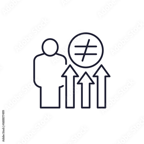 inequality line icon, high disparity