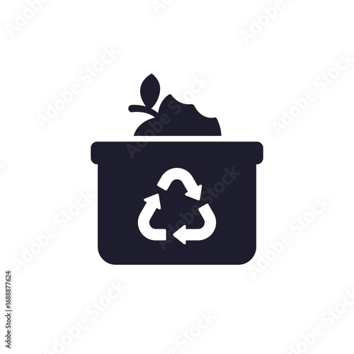 Recycling food waste icon, pictogram on white