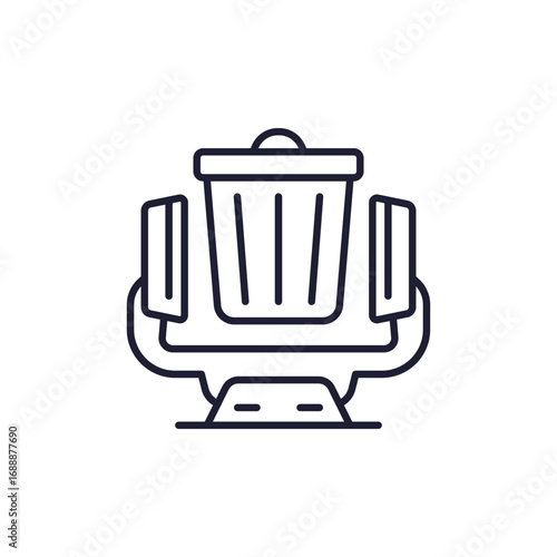 trash compactor line icon with a press