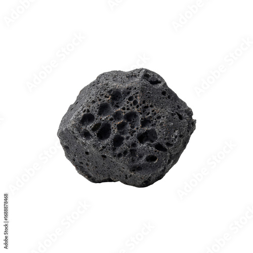 Canvas-taulu Volcanic Rock, Dark Grey Scoria Texture, Isolated on Black Background
