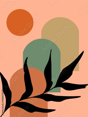 Obraz na płótnie Abstract Sun and Leaves Design