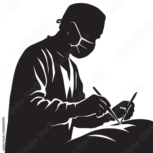 surgeon performing an operation silhouette