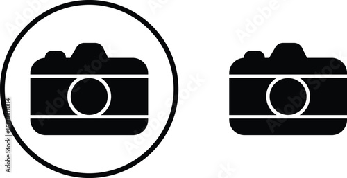 Camera icon set collection group in black flat and line style, photography device symbol pack, photo capture shoot equipment bundle, isolated on transparent background, vector illustration