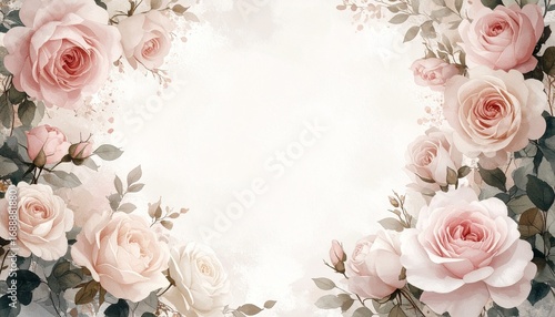 Wallpaper Mural beautiful border frame of roses with copy space, graphic resource Torontodigital.ca