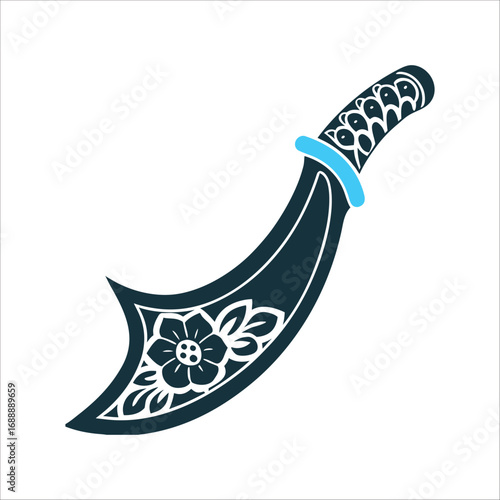 Curved Ritual Knife Boline with Floral Hilt Ritual Blade curved ritual knife boline with a hilt shaped like budding flowers merging softness power