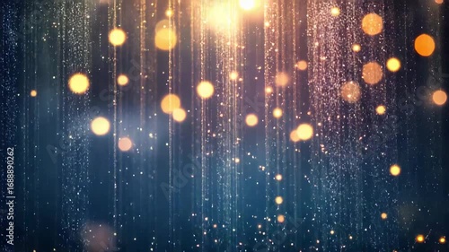 A horizon where glowing stars rain down like snow 