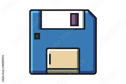 Isolated Floppy Disk on White Background, Retro Computing