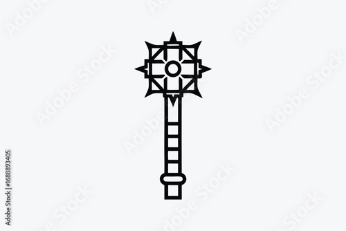 Isolated Spiked Mace with a White Background Medieval Weapon