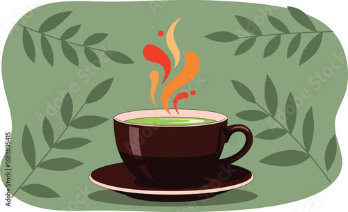 Enjoy a comforting cup of matcha green tea to boost energy levels in a calm tranquil setting