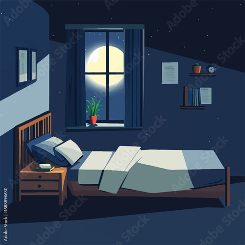 A simple wooden bed with pillows and a duvet.