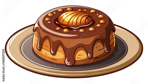 Moelleux au chocolat, soft cake with molten center, rests warmly on a dish. Isolated background highlights indulgence, French minimal elegance, and the delicate charm of chocolate mastery.