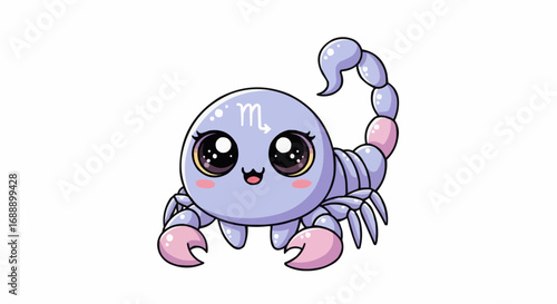 Cute Cartoon Scorpio Zodiac Sign Illustration Kawaii Style Astrology Horoscope