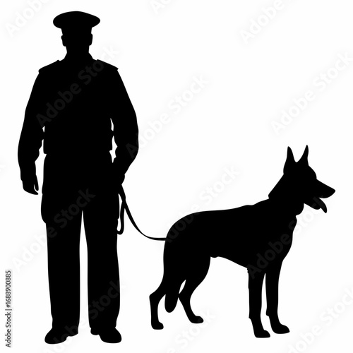Police Dog and Handler Silhouette