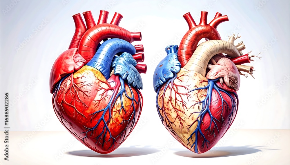 Naklejka premium Anatomical heart model, detailed view