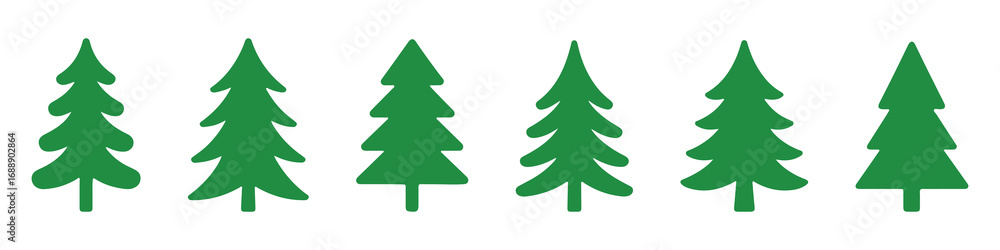 Fototapeta premium Christmas tree silhouette set isolated on transparent background