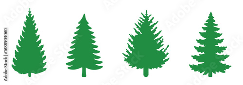 pine tree silhouette set collection evergreen tree designs vector illustration