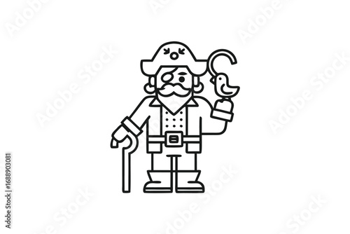 Pirate with Hook and Bird 
