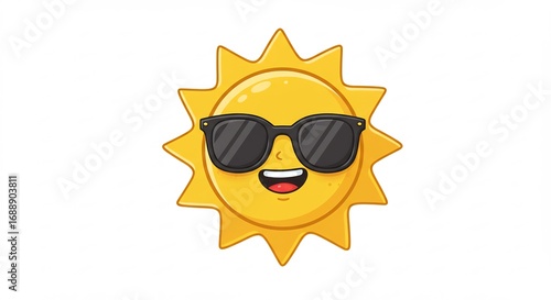 陽気な笑顔 太陽さん サングラス輝く 夏日和. AI Generated