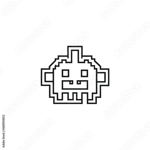 Pixel Art Character Design on White Background for Retro Game