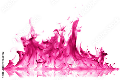 Vivid pink flames with reflection on isolated on a transparent background pink fire