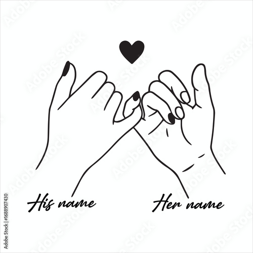 Couple Pinky Promise Love Line Art