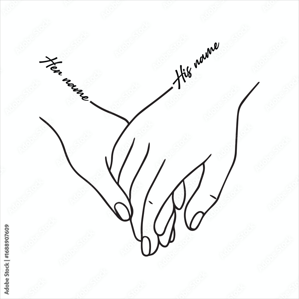 Fototapeta premium Minimalist Couple Holding Hands Illustration