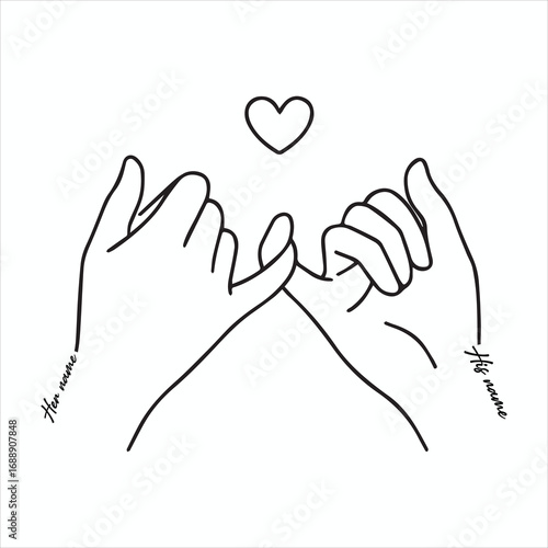 Pinky Promise Couple Line Art