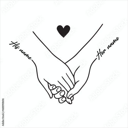 Minimal Couple Holding Hands Art