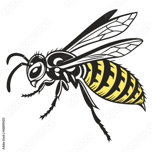 Stylized yellow and black wasp insect illustration