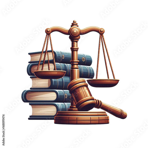 Justice Scales Gavel Law Books