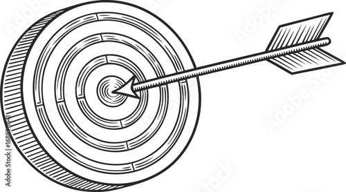 Bullseye Target with Arrow – Vintage Archery Illustration