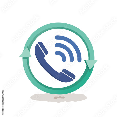 Blue Phone Handset with Signal in Refresh Arrows - AI Generated