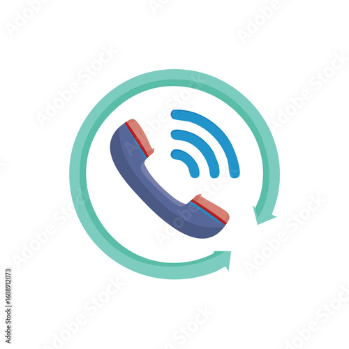 Ringing Phone Handset with Arrows Icon - AI Generated