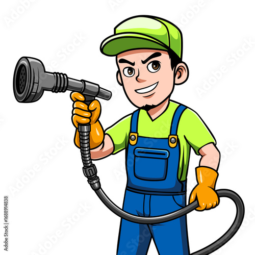 Character of a car washer, for logo and mascot design