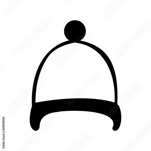 Simple black outline of a winter hat with a pom pom on top