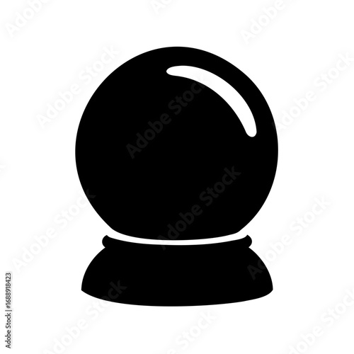 Black Silhouette of a Crystal Ball on a Stand Isolated on White