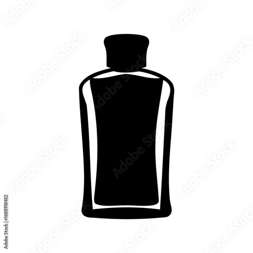 Black silhouette of a bottle, liquid, or lotion container for health and beauty