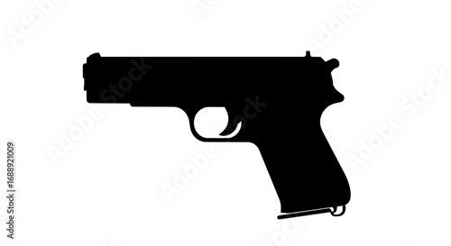 Glock 17 Full Size Vector Illustration Black and White