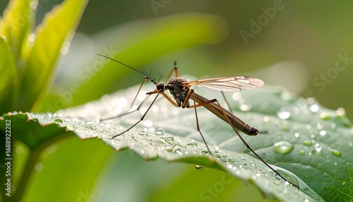 Wallpaper Mural Crane fly on dew-kissed leaf Torontodigital.ca