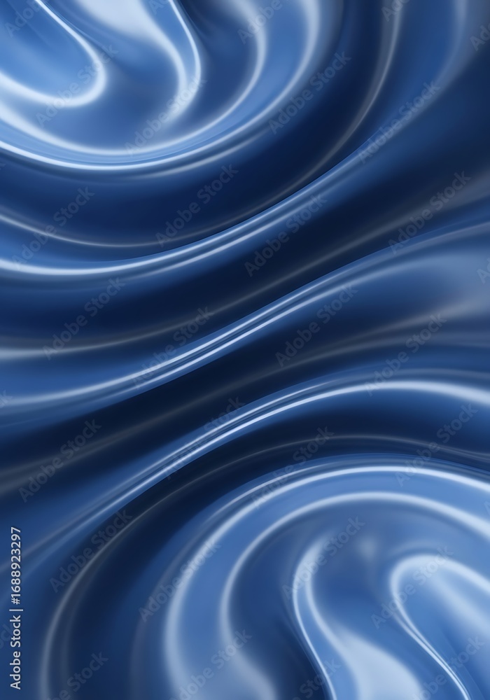 Naklejka premium Dynamic swirls of deep blue fabric exhibit a smooth, flowing texture.