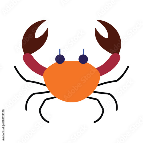 Cute Colorful Crab Vector Icon Illustration
