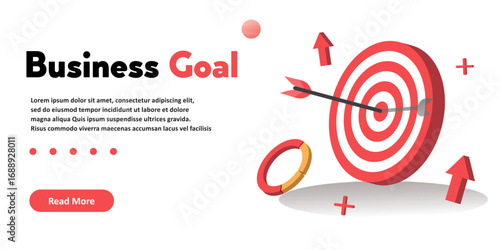 Business Goal and Achievement Concept,Arrow Hitting the Bullseye Target Banner