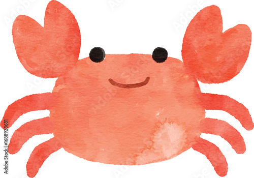 Cute orange crab watercolor illustration