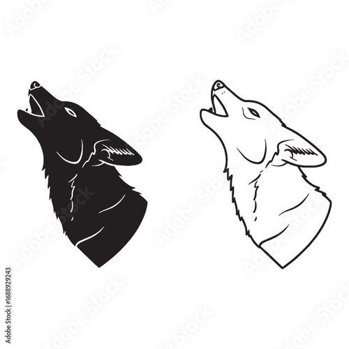 Detailed Jackal Silhouette & Jackal Lineart – Jackal Vector Image with Fine Structural Accuracy – Jackal Illustration – Silhouette and Lineart Set of Jackal